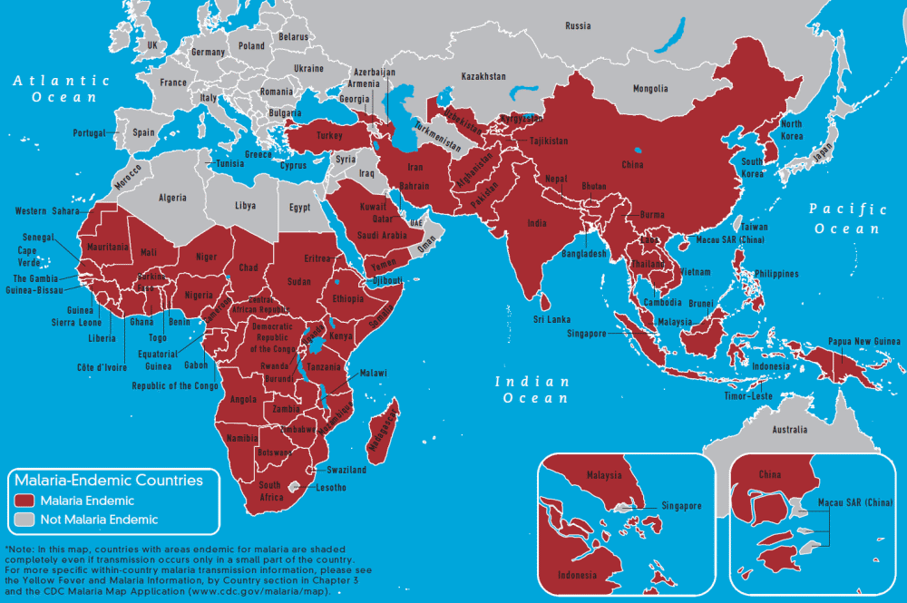Malaria Karte - Afrika, Asien und Australien Malaria Karte - Afrika, Asien und Australien